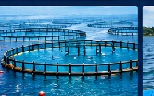 Aquaculture pens on the water